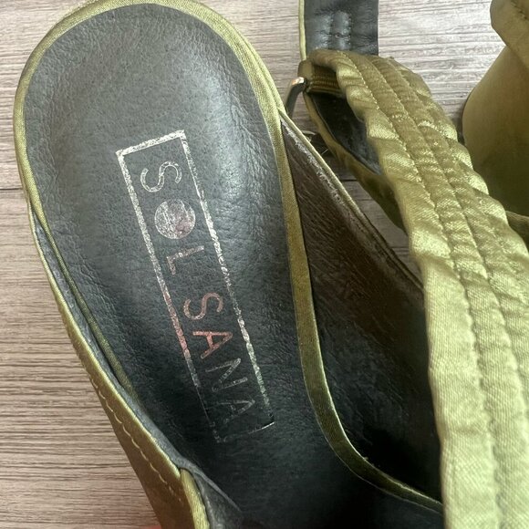 Sol Sana Strappy Block Heel Gabby Heel in Forest Green Satin Size EU38 / W7 - Picture 7 of 8